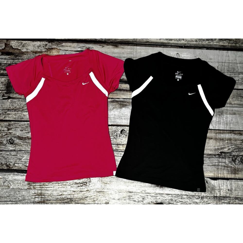 Nike Dri-Fit Womens Small Short Sleeve Activewear Shirts Lot Pink Black Running